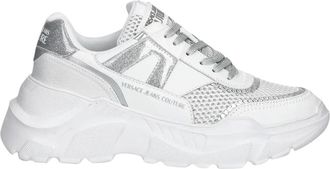 Versace Jeans Couture Schoenen, Dames, Wit, 41 EU, Leer, Speedtrack Sneakers