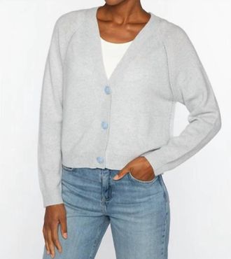 Kinross Cashmere Marled Vee Cardigan In Lilac/cloud