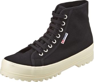 Superga Womens 2341 Alpina Gum Oxford Flat, Black Shiny Offwhite, 3.5 UK