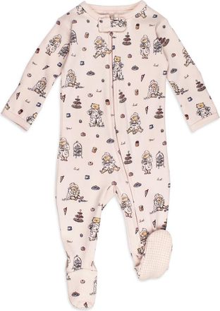 LOvedbaby x Paddington Bear Organic Cotton Zip Footie in Sweet Paddington at Nordstrom, Size Preemie