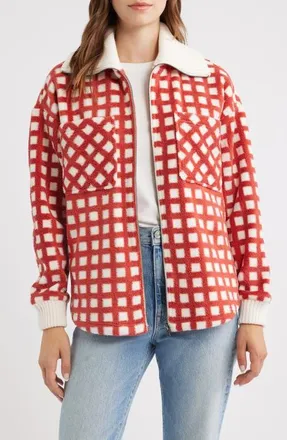 Thread & Supply Plaid Fleece Jacket in Red Check at Nordstrom, Size X-Small