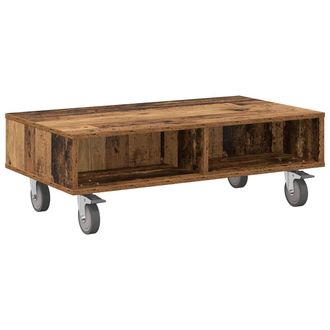vidaXL Mesa Lateral Con Ruedas Madera Vieja 90 X 50 X 30 Cm Vidaxl
