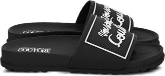 Versace Jeans Couture logo-embellished slides - women - Rubber/Rubber/Rubber - 36 - Black