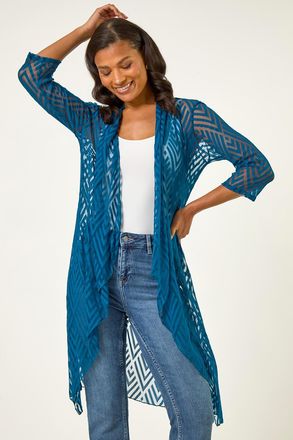 Roman Mesh Burnout Longline Kimono