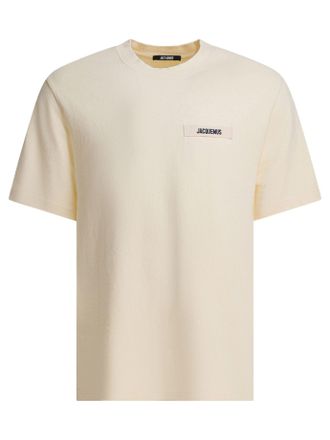 Jacquemus T-Shirt With Gros Grain Logo T-Shirts Beige-Uomo