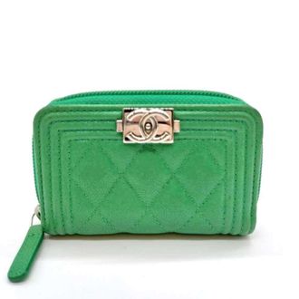 Chanel Green Grained Calfskin Coin Purse/Coin Case (Pre-Owned)