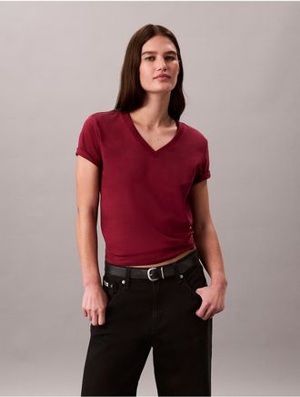 Calvin Klein Jeans Calvin Klein Womens Monogram V-Neck T-Shirt - Red - XL
