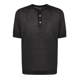 Dell'Oglio Heren, Tops, Zwart, Maat: 2XL Linnen
