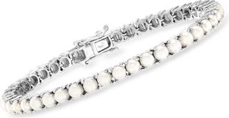 Ross-Simons 4mm Cultured Pearl Tennis Bracelet in Sterling Silver