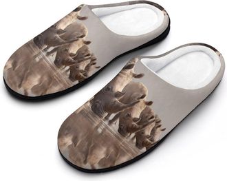 Generic Funny Rhinoceros Funny Mens Cotton Slippers Soft Non-Slip Rubber Sole House Slipper Indoor Outdoor