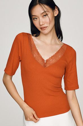 Maeve V-Neck Henley T-Shirt Top