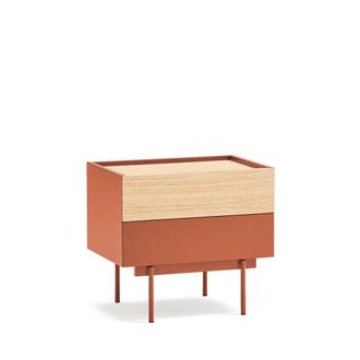 Teulat Mesita de noche 2 cajones teja y roble
