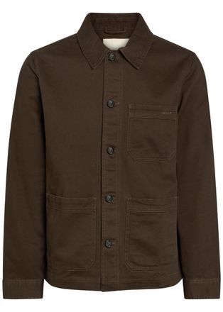 GANT Logo-embroidered Cotton-twill Overshirt - Brown - XL