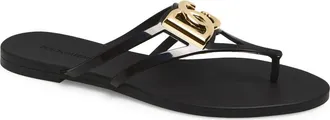 Dolce & Gabbana Logo Flip Flop in Nero/Oro at Nordstrom, Size 10Us