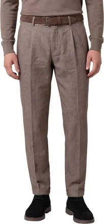 Gardeur Pantalon katoen bruin flatfront effen
