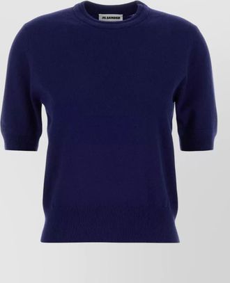 Jil Sander wool crew neck sweater ribbed hem short sleeves