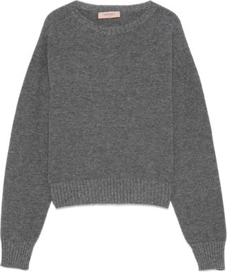 Twinset Grijze Sweater Set - Dames - Ronde hals truien - Grijs - L - Truien & Vesten