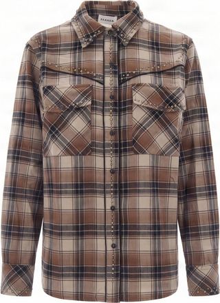 P.A.R.O.S.H. Brown Plaid Cotton Long-Sleeve Shirt