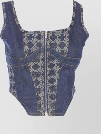 Amiri lace bustier crop top square neckline