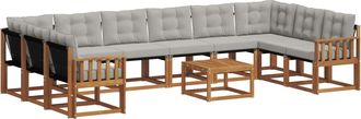 vidaXL Conjunto De Sof&aacute;s De Exterior 11 Uds. Natural Y Gris Claro Vidaxl