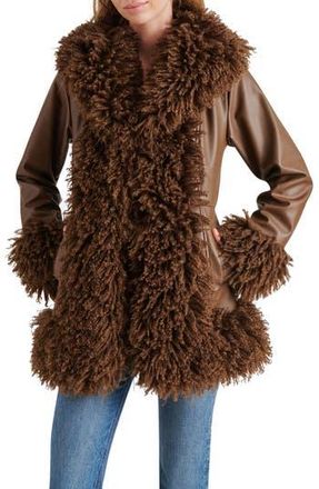 Steve Madden Rivington Faux Shearling Jacket in Coco at Nordstrom Rack, Size Medium