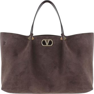 Valentino Garavani Brown Logo Large Tote