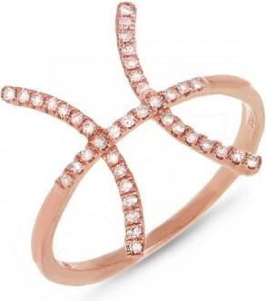 Allurez 0.16ct 14k Rose Gold Diamond Zodiac Pisces Ring