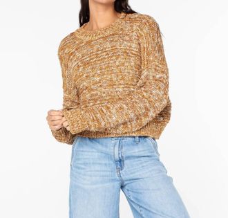 Roxy Enchanted Sky Crew Sweater In Buckthorn Brown / Snow White