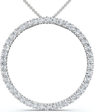 Pompeii3 1Ct Circle Diamond Pendant White Gold Necklace Lab Grown