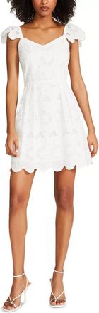 Steve Madden Sierra Mini Dress Womens White Floral Cotton Scalloped Hem PALL5