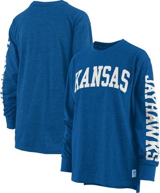 Pressbox Womens Pressbox Heathered Royal Kansas Jayhawks Two-Hit Canyon Long Sleeve T-Shirt at Nordstrom, Size X-Large
