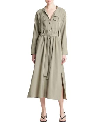 Vince Soft Utility Shirt Dress In Light Sea Fern