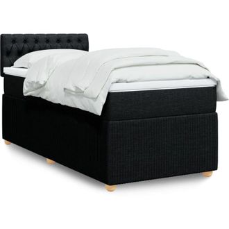 vidaXL Cama Box Spring Con Colch&oacute;n Tela Negro 90x200 Cm Vidaxl