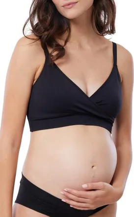 Ingrid & Isabel Cooling Crossover Nursing Bra in Black at Nordstrom, Size X-Large