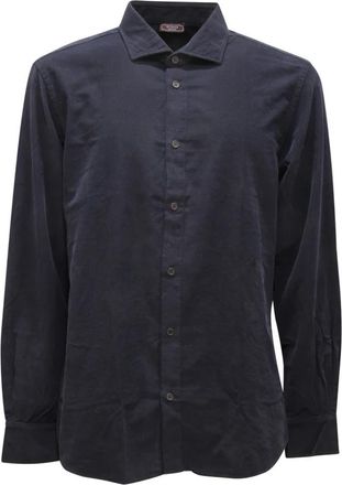 PESERICO Camicia Velluto Velvet Shirt E - Heren - Casual Overhemden - Blauw - XL - Katoen - Overhemden