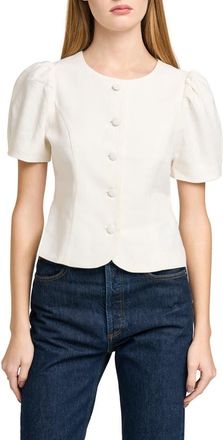 Wayf Blair Button Front Linen Blend Top in Ivory at Nordstrom, Size X-Small