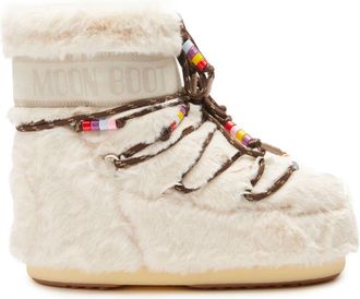 Moon Boot Icon Low faux-fur beaded boots - unisex - Suede - 42/44 - Neutrals