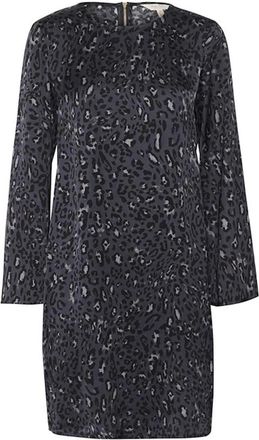Part Two Donkerblauwe Luipaardprint Jurk - Dames - Korte kleedjes - Veelkleurig - XL - Kleedjes