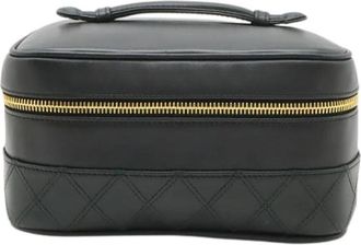 Chanel Pre-owned Bicolore Calfskin Vanity Bag - Dames - Vintage Handtas - Zwart - ONE Size - Leer - Vintage