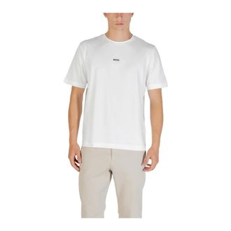 HUGO BOSS Hugo, T-Shirts, male, White, Size: 3XL Round Neck Short Sleeve T-shirt