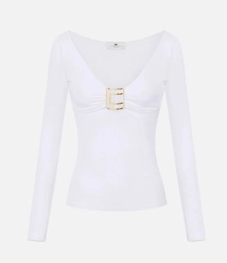 Elisabetta Franchi top met juweellogo