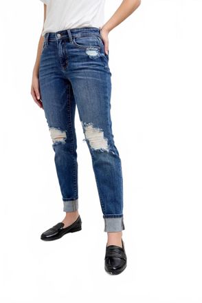 Judy Blue Mr. Boyfriend Fit Witth Destroy Jeans In Dark Blue