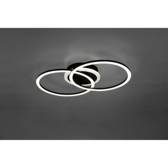 Reality Reality Leuchten - Venida Ceiling Light Led Doble Circulo Negro Mate Con Interruptor Central De Regulaci&oacute;n De La Intensidad De La Luz L.50cm R62783132