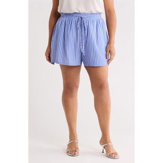 Sugarlips Elise Stripe Taliya Drawstring Shorts in Blue-White at Nordstrom, Size 3X