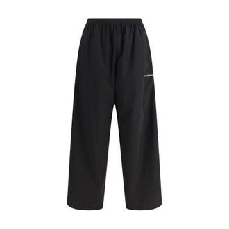 Balenciaga Mens Wide Leg Logo Track Pants - Black - Size Medium