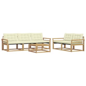 vidaXL Conjunto De Sof&aacute;s De Exterior 6 Pcs Blanco Y Crema Vidaxl