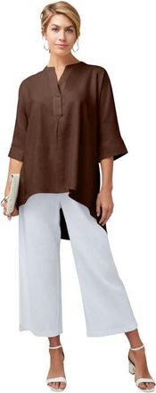 Jessica London Hi Low Linen Tunic in Rich Brown at Nordstrom, Size 32