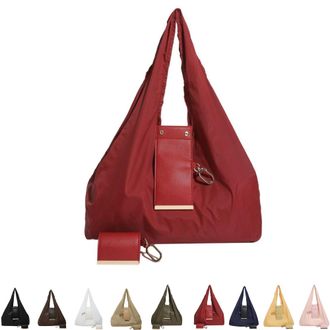 Generic Keychain Foldable Tote Bag, Expandable Reusable Shopping Handbag, Multi-Functional Compact Pocket Bag Large Capacity (1, Burgundy)