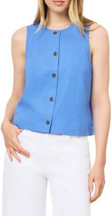 Scotch & Soda Sleeveless Linen Blend Button-Up Shirt in Regatta at Nordstrom Rack, Size Medium