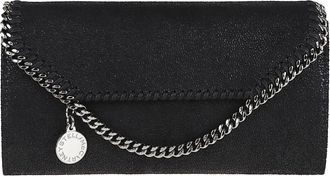 Stella McCartney Accessoires, Dames, Zwart, ONE Size, Polyester, Falabella Continental Wallet With Chain